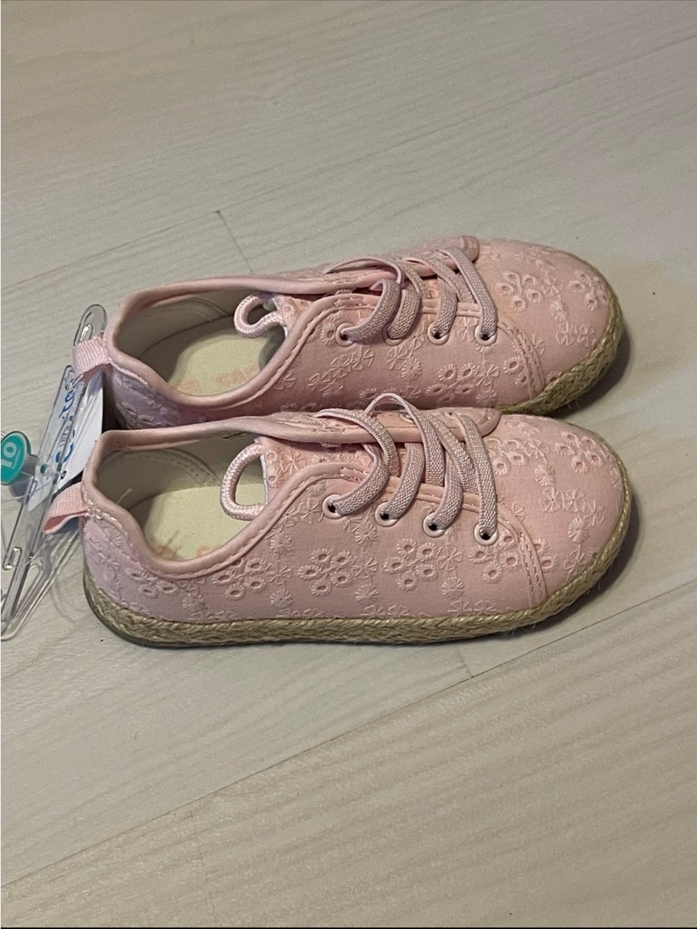 Carter's Light Pink Embroidered Eyelet Lace-Up Sneakers